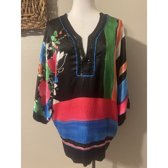 Bebe Dress S Small SILK Kimono Dolman Sleeve Resort Cruise Party SUMMER - Picture 1 of 14